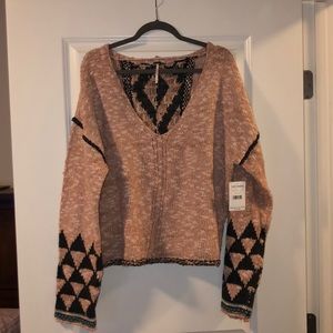 Free people oversized sweater with geometric print